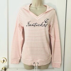 NWT Nantucket Pink White Striped Hoodie